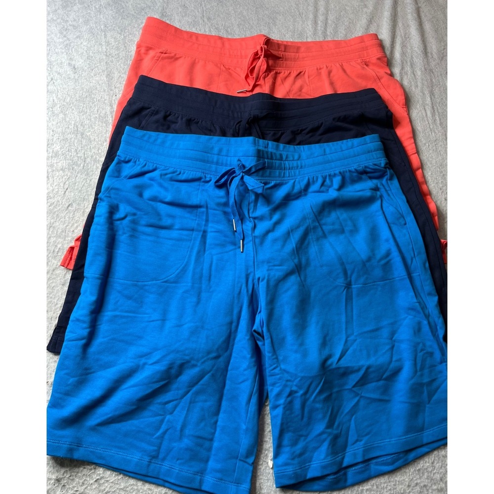 d&co ACTIVE Women's 1X 3 Pack Lounge Shorts Navy Blue Coral Drawstring‎ Pockets